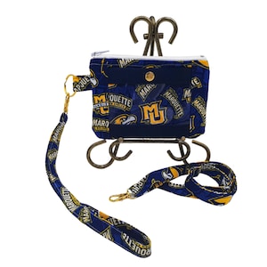 Cartera de identificación compacta con 3 compartimentos Marquette, correa de muñeca / Cartera de identificación con 3 compartimentos Marquette Eagles, correa de muñeca / Porta credencial de identificación Eagles
