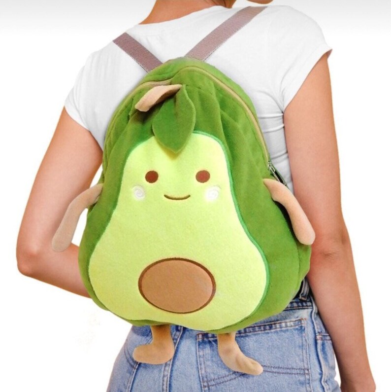 Cute Avocado Backpack Green Avocado Plush Backpack