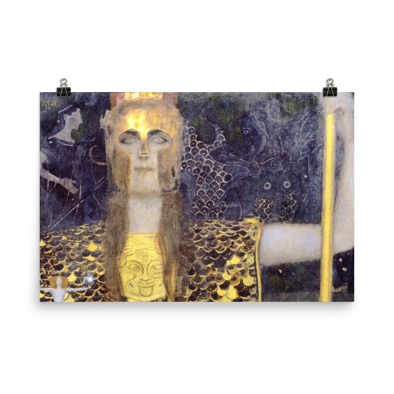 Quadro Decorativo In Legno Di Gustav Klimt - Pallas Athena 30x30 Cm | Arredo Per Casa, Ufficio O Reggere - Foto 6