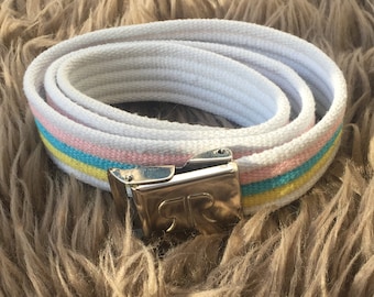 Vintage retro woven cotton slide buckle belt 29"