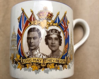 Vintage King George 'Canada visit' porcelain cup Midwinter Burslem 1939