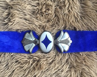 Vintage Caleche blue 'wonder woman' adustable belt - 38"