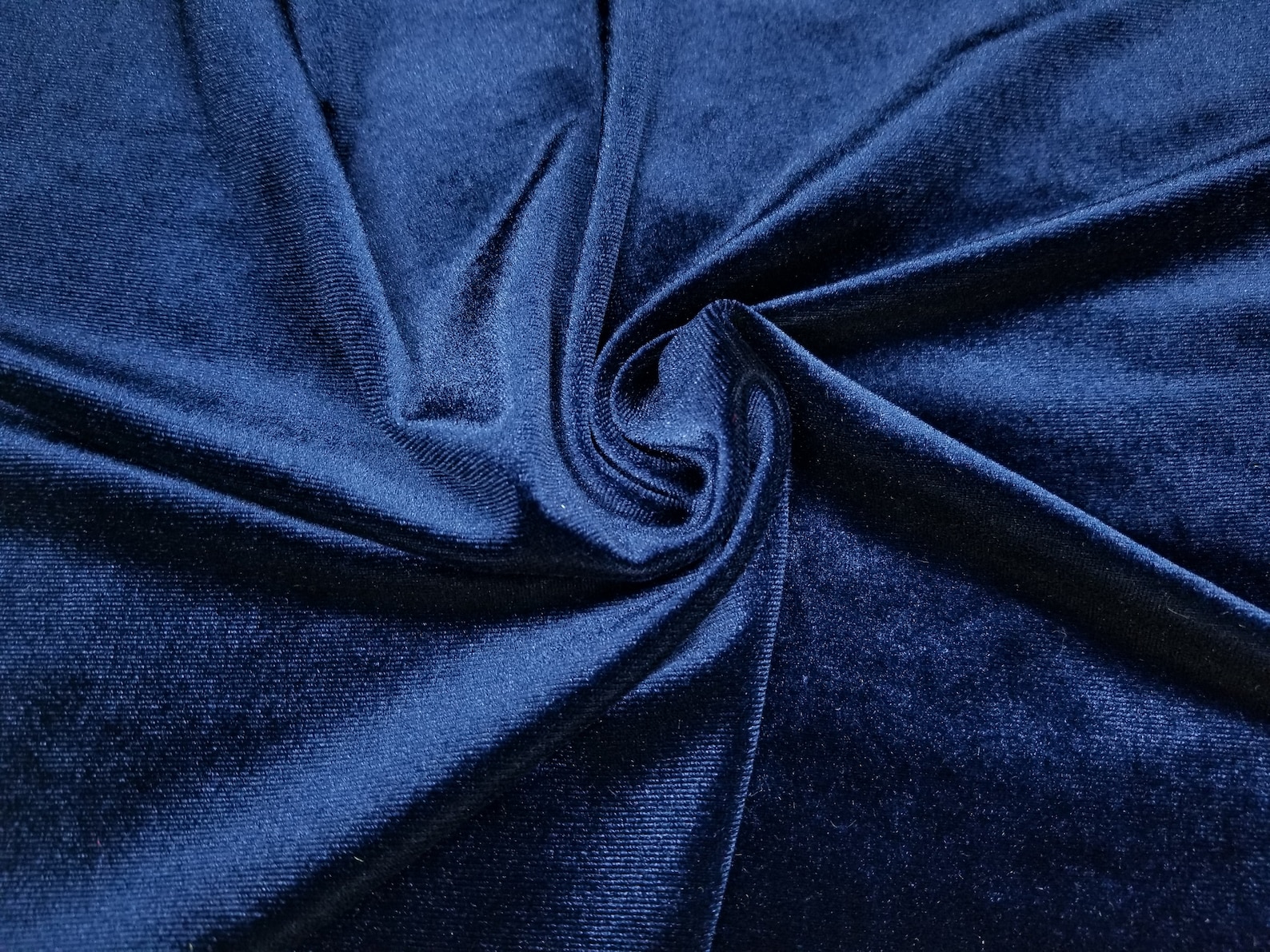 Solid Color Stretch Velvet Fabric Navy Blue By The Yard Etsy