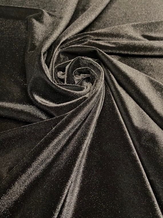Solid Color Stretch Velvet Fabric Black By The Yard 60 Etsy