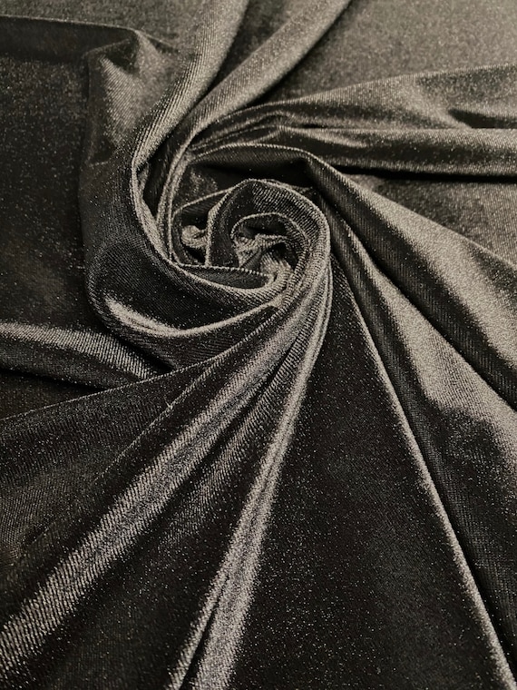 Solid Color Stretch Velvet Fabric Black By The Yard 60 Etsy