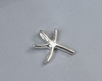 Plain and High Polish Sterling Silver Starfish Pendant, 19mm
