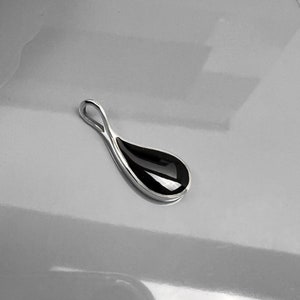 Sterling Silver Teardrop Pendant with Black Onyx Stone