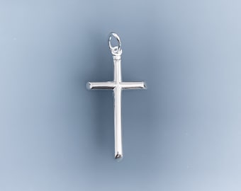 Sterling Silver Plain Cross Pendant, 25mm