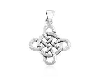 Sterling Silver Celtic Knot Pendant with Oxidized Finish, 20mm