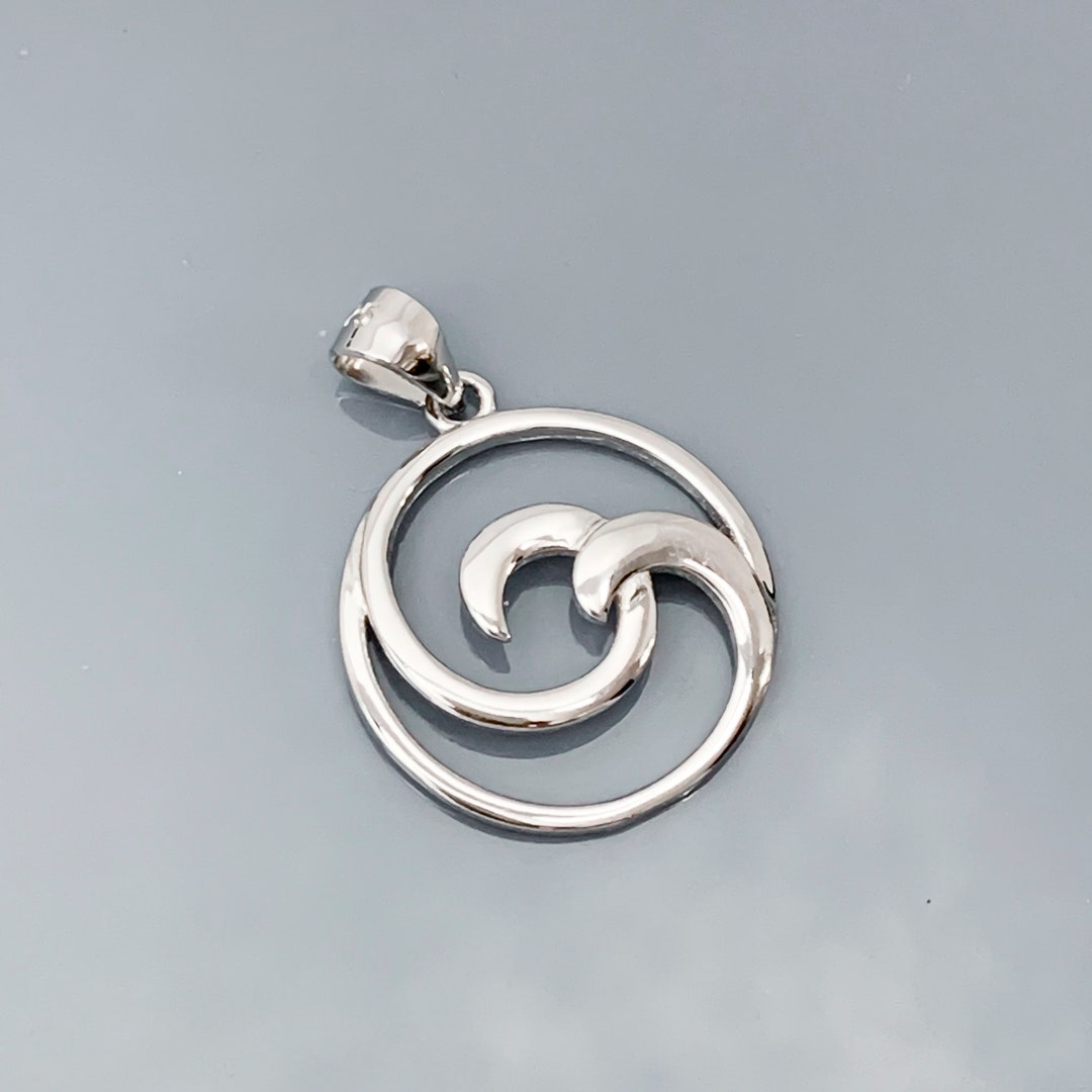Sterling Silver Wave Pendant, 20mm, Wave Jewelry, Beach