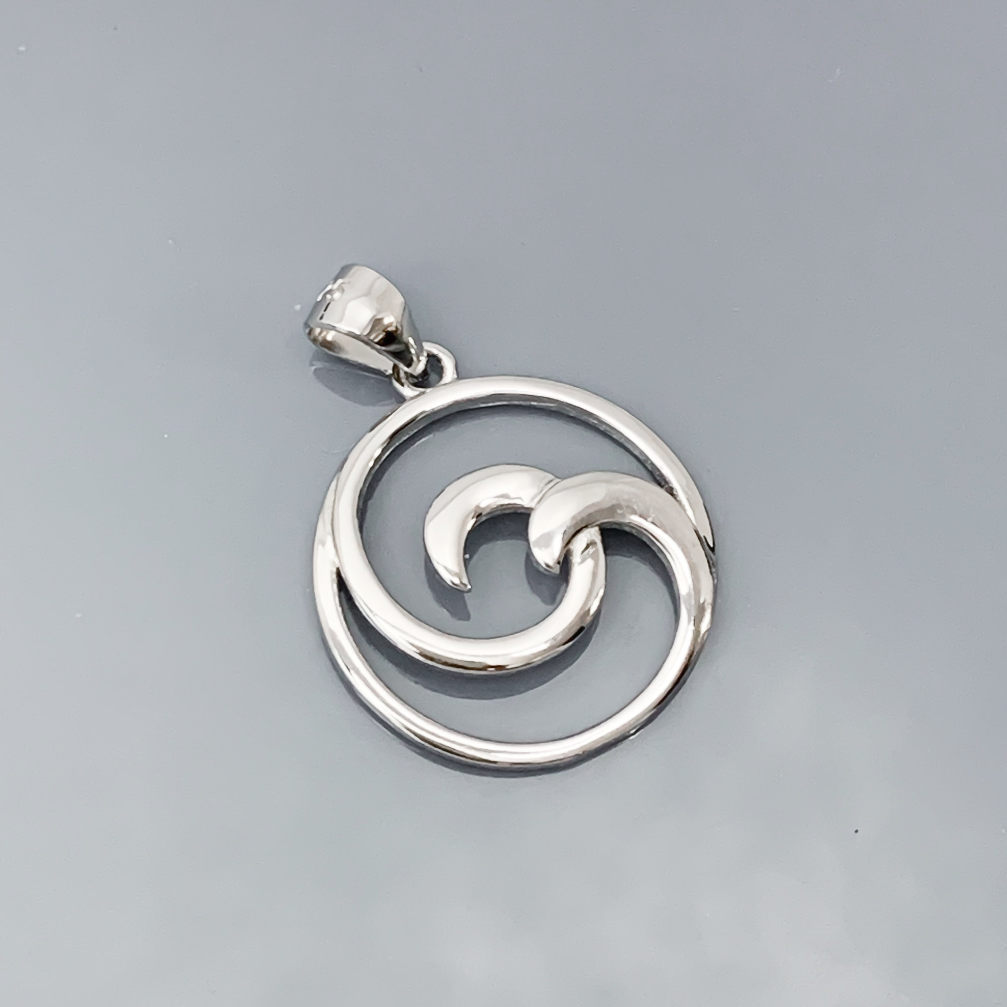 Sterling Silver Wave Pendant, 20mm, Wave Jewelry, Beach