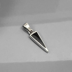 Sterling Silver Tiny Triangle Pendant with Black Onyx Stone, 17mm