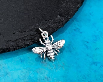 Sterling Silver Bee Pendant With Oxidized Finish