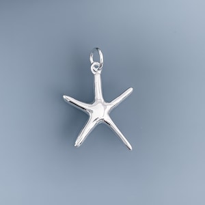 Sterling Silver Starfish Pendant, 18.69mm, Starfish Jewelry, Beach Lover Gift Pendant Charm, Starfish Charm
