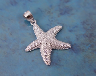 Sterling Silver Starfish Pendant, Sea Star Pendant, Star Fish Jewelry