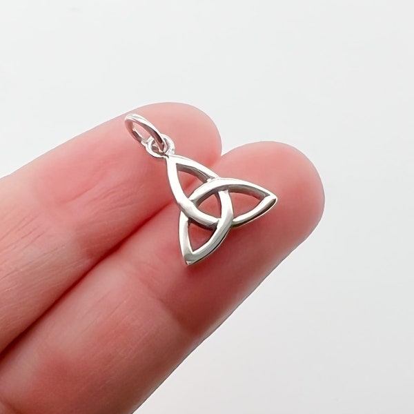 Very Tiny Triquetra Knot Pendant Sterling Silver with Oxidized Finish, 12mm and Optional Sterling Silver Necklace Chain