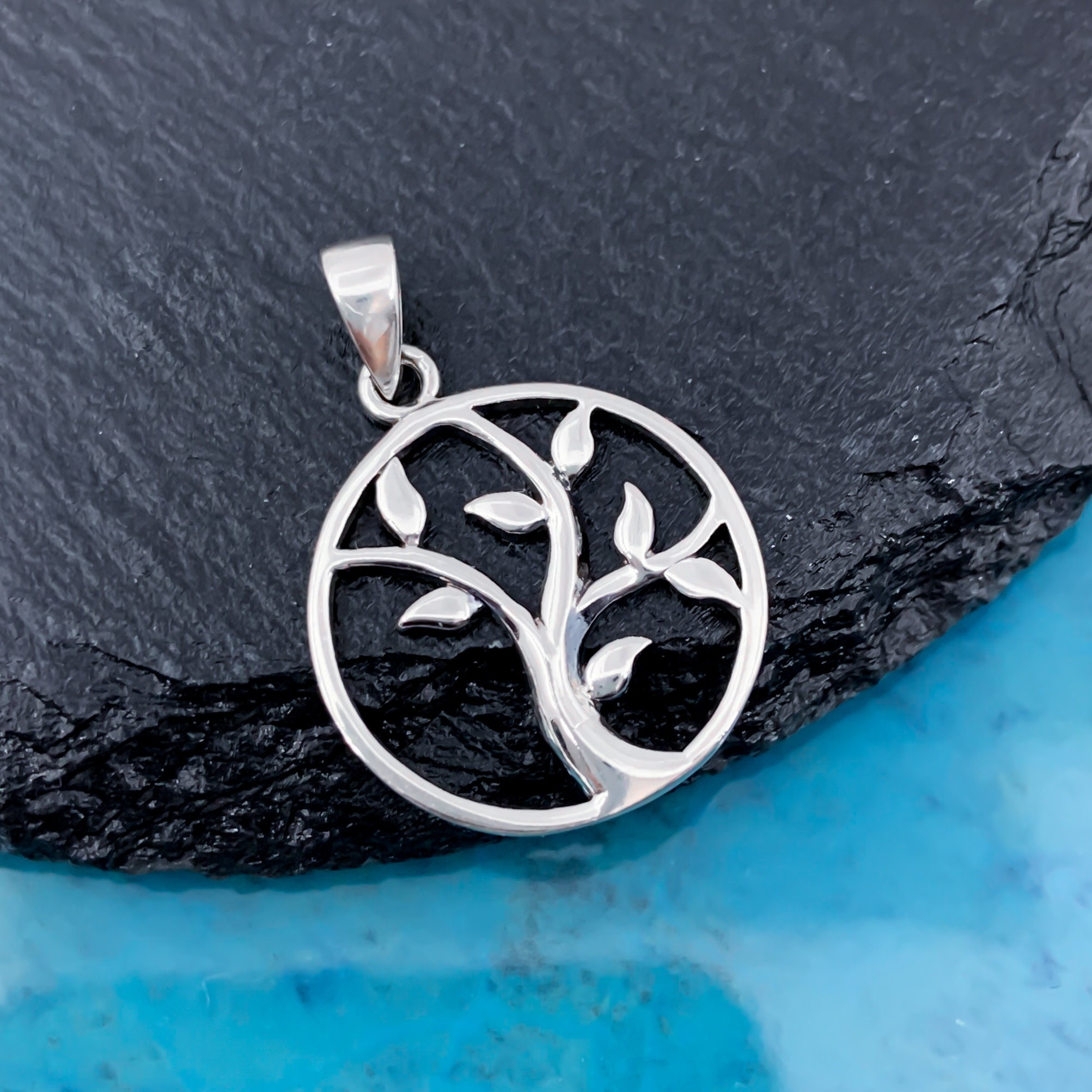 1 Pc Sterling Silver Tree of Life Pendant 19mm 