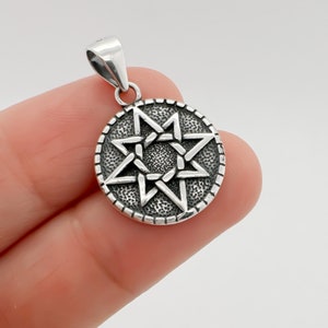 Sterling Silver North Star Pendant with Oxidized Finish and Optional Sterling Silver Necklace Chain, 16mm
