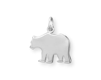 Sterling Silver Bear Pendant, 16.5mm