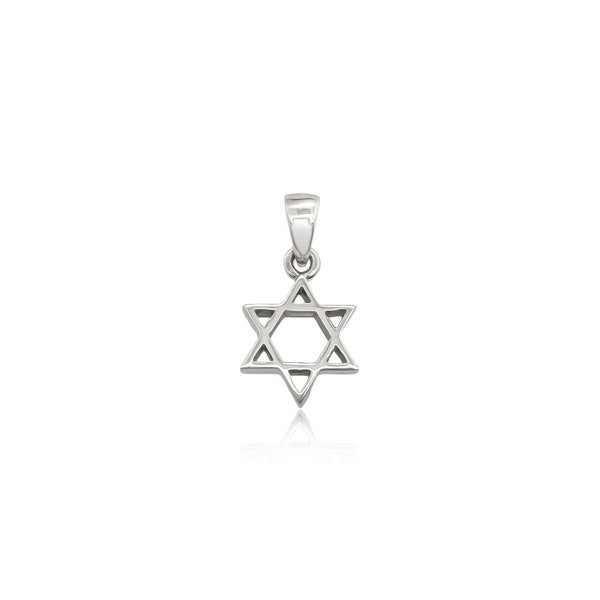 Small Sterling Silver Star of David Pendant, 11mm