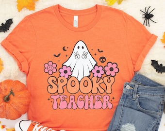 Spooky Leraar Shirt, Leraar Halloween Shirt, Elementaire Leraar Shirts, Trick or Teach Shirt, Fall Teacher Shirts, Retro Teacher Shirt