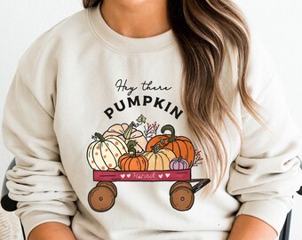 Suéter Hello Pumpkin para mulheres, suéter abóbora, moletom outono com gola redonda, suéter outono, moletom Hello Fall, Its Fall Yall