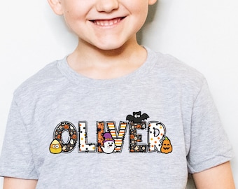Personalized Kids Halloween Shirt, Toddler Halloween Shirt, Halloween Baby Onesie, Girl Boys Halloween Shirt, Spooky Name Shirt