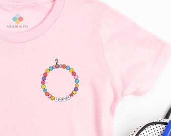 Personalized Bead Bracelet Shirt for Girls – Custom Name T-Shirt with Cute Friendship Beads – Back to School Gift Idea