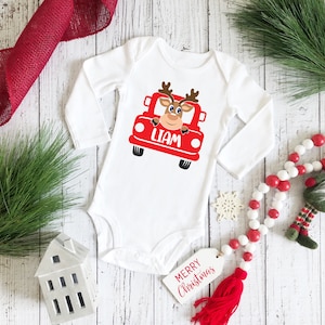 Navidad Custom Baby Onesie, Pijama de Navidad personalizado, Baby Girl Christmas Outfit, Newborn Boy Clothes, Baby Boy Christmas Outfit