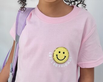 Lets Be Friends Shirt for Kids, Smiley Face Shirt, 3rd Grade Shirt, Back to School Shirt for Girls, First Day of Second Grade