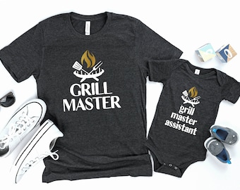 Grill Master Shirt, First Fathers Day Gift, Fathers Day Gift from Son, Grilling Gifts, Father Daughter Shirts, Dad and Baby Matching Shirts