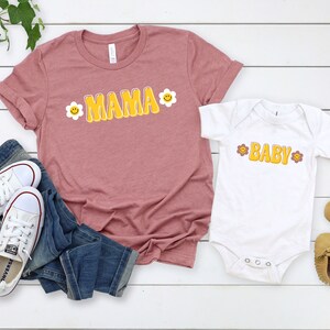Retro Mama Baby Shirt, Mommy and Me Outfits, Groovy Shirt, Mom and Baby Matching Outfits, Mommy and Me Set, Mothers Day Gift from Husband