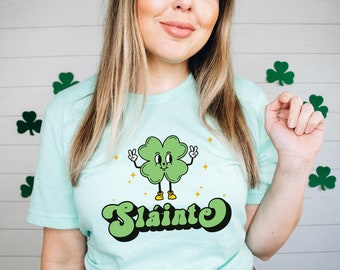 Slainte Shirt, Retro St Patricks Day Shirt Women, Shamrock Shirt, Irish Shirt, Irish Girl Shirt, St Paddys Day Shirt, Drinking Shirt