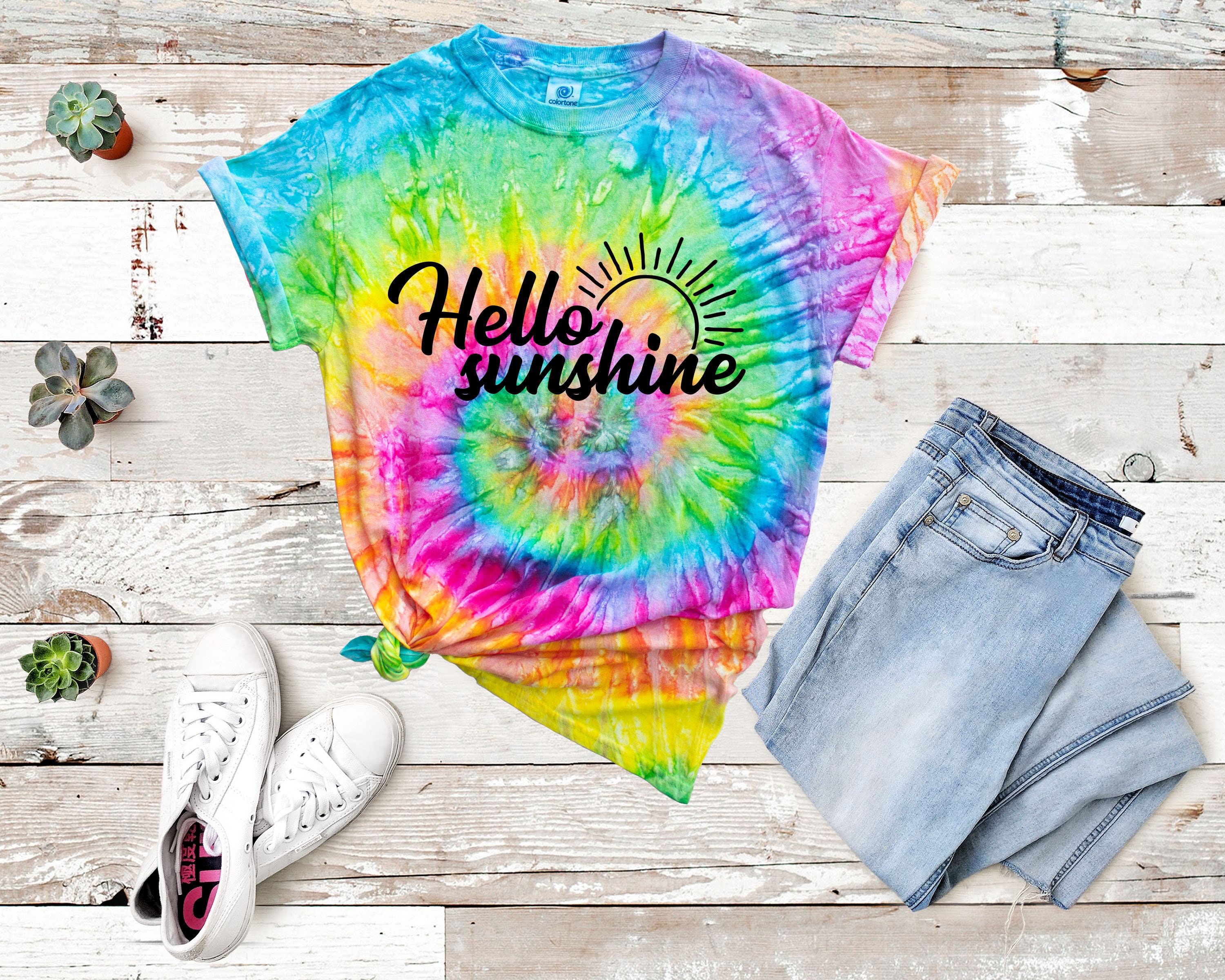 Tie Dye Shirt - Hello Sunshine Shirt - Women Shirt - Tye Dye