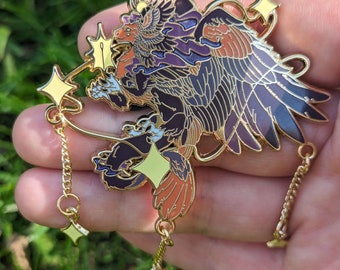 Celestial Dragon Enamel Pin: StarBinder, Glow-in-the-Dark Fantasy Pin