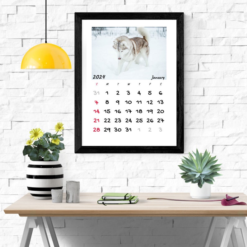 2024 HUSKY Calendar 2024 Monthly Planner Vertical Sunday & Monday Start