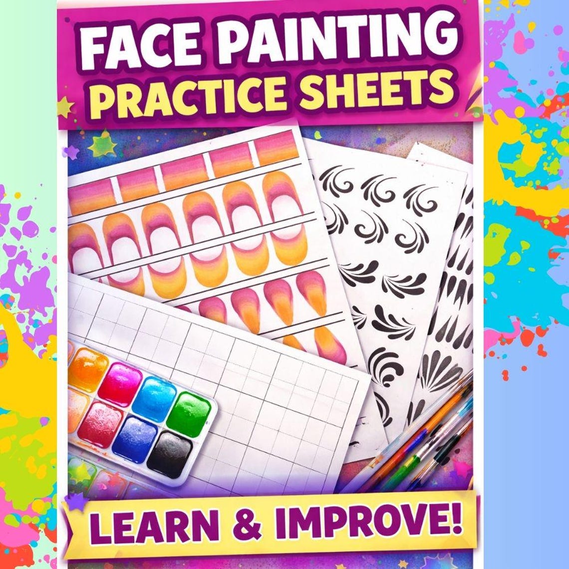 Face Painting Practice Sheets for Beginners | Learn Brush Strokes Fast ...