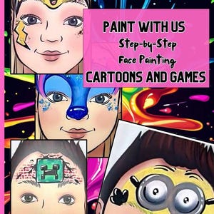 Tutoriel vidéo étape par étape : 10 dessins animés et jeux, maquillage artistique : Elsa, Minion, Creeper, Stitch, Pikachu, Sonic, Champignon, Tortue Ninja