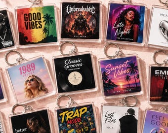 Album Cover Keychain, Custom Photo Keychain, Personalized Music Gift, Anniversary Gift, Couple Gift, Double Sided Acrylic Keychain
