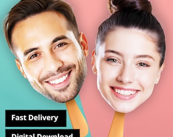 Face On a Stick, BIG Photo Face Stick, Big Head on a Stick, Bachelorette Prop Sticks Personalized BIG Face Stick digital file for print PDF