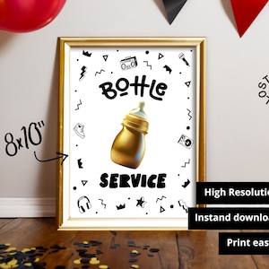 Notorious One Birthday Bottle Service Sign 8x10 Digital Printable Party Decor Instant Download Hip hop Party Posters Fun 90s Themed