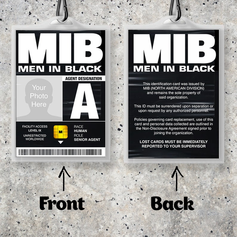 Tarjeta de identificación personalizada MIB Men In Black Agente personalizado Réplica Prop, Disfraz de Halloween, Cosplay, Etiqueta de nombre Descarga digital PDF imagen 3