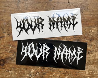 Custom Metal Logo Name Sticker – Heavy Metal / Hardcore Lettering – Personalized Vinyl Decal