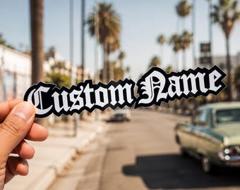 Custom Old English Name Sticker, Personalized Blackletter Decal, Tattoo Style Name Sticker, Chicano Vinyl Name Decal, Custom Name Sticker