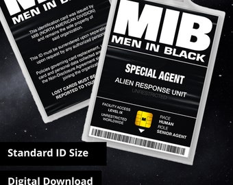 Agent senior de carte d'identité MIB Men In Black - Réplique d'accessoire, Costume d'Halloween, Cosplay, Porte-nom - Téléchargement numérique PDF