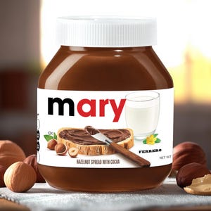 Custom Nutella Jar Stickers – Personalized Hazelnut Spread Labels, Nutella Branding Stickers, Custom Chocolate Spread Labels