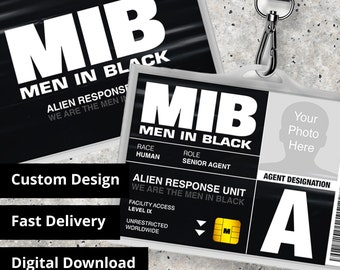 Personalized MIB Men In Black ID Card Personalized Agent - Replica Prop, Halloween Costume, Cosplay, Name Tag - Digital PDF Download