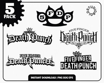 Five Finger Death Punch 5 Pack Illustration SVG Metal Rock Band Skull Transparent PNG EPS Cricut | Download Print Digital Printable Tshirt