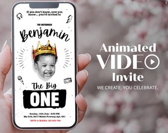 The Notorious One Video Invitation, First Year invitation, Personalized photo invitation, 1st Birthday Hip Hop Party, Video Invite, Rap, 90s
