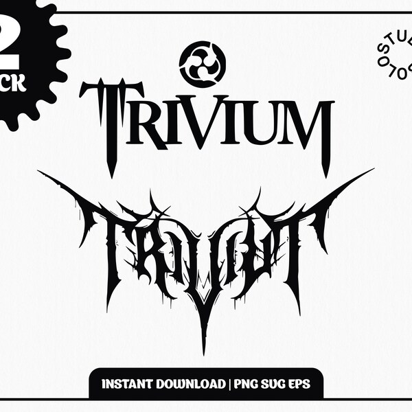 Trivium 2 Pack Illustration SVG Rock Band Skull Transparent PNG EPS Cricut | Download Print Digital Printable Tshirt